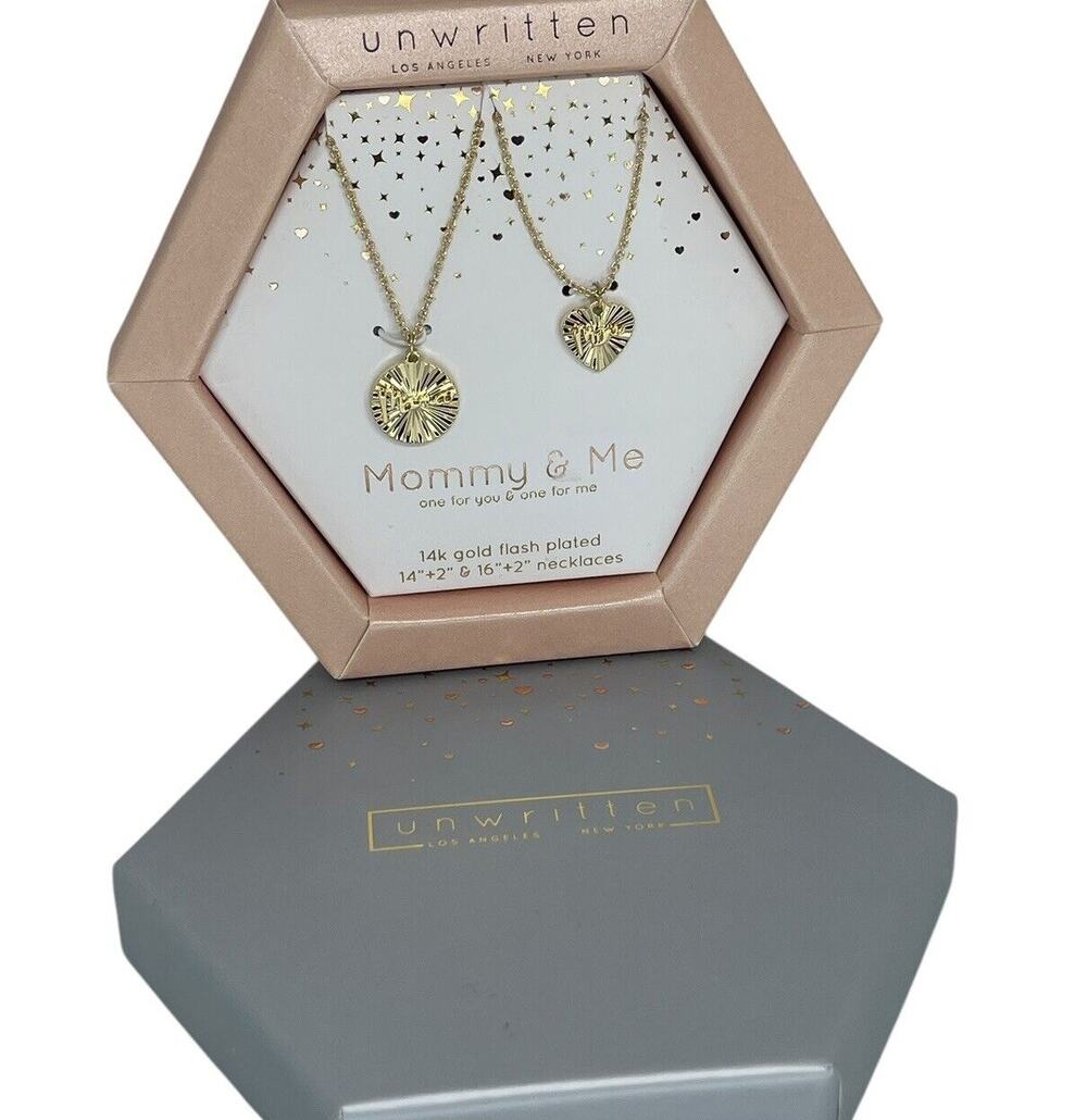 Unwritten 14K Gold Plated Mommy & Me Necklace(2 Piece Set)Gift For Mom Chic NEW
